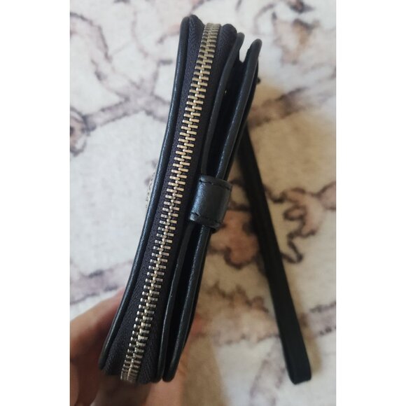 Brighton Black & Brown Leather Full Zip Wristlet Wallet - Picture 3 of 6